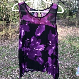 Purple sleeveless top with mesh detail